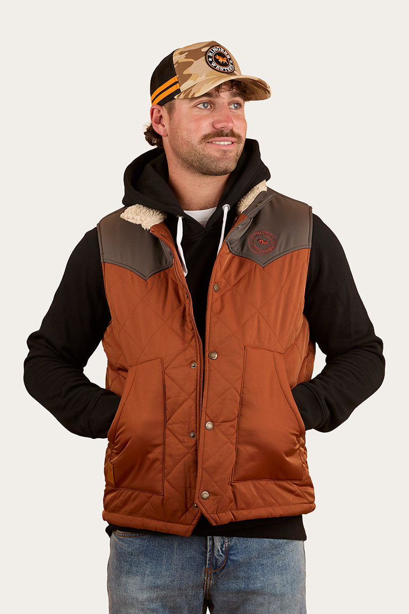 McKinlay Mens Puffer Vest - Tobacco / Charcoal