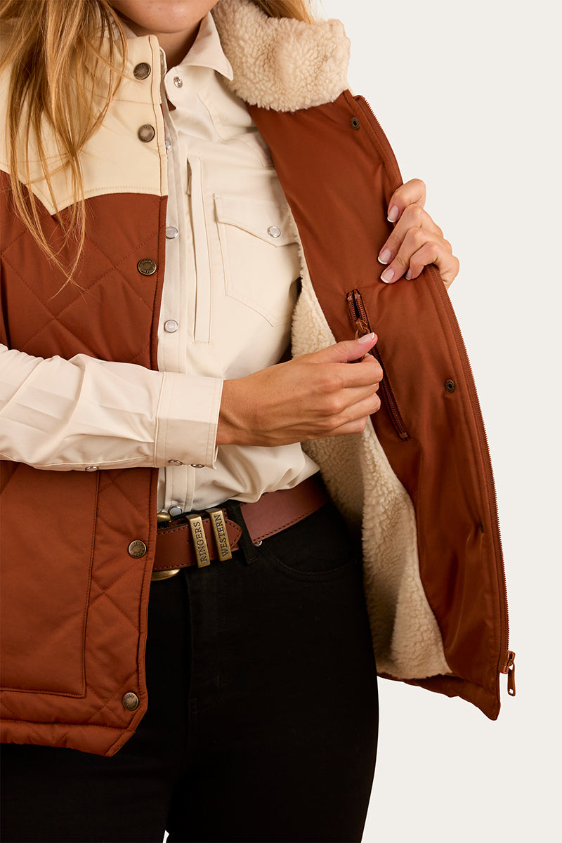 Selwyn Womens Puffer Vest - Tobacco / Off White