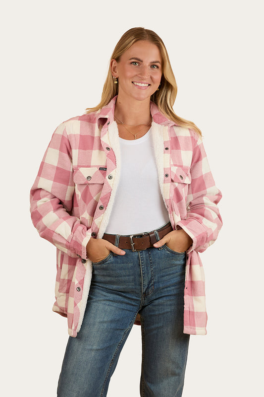 Sadie Womens Sherpa Flannel - Dusty Rose