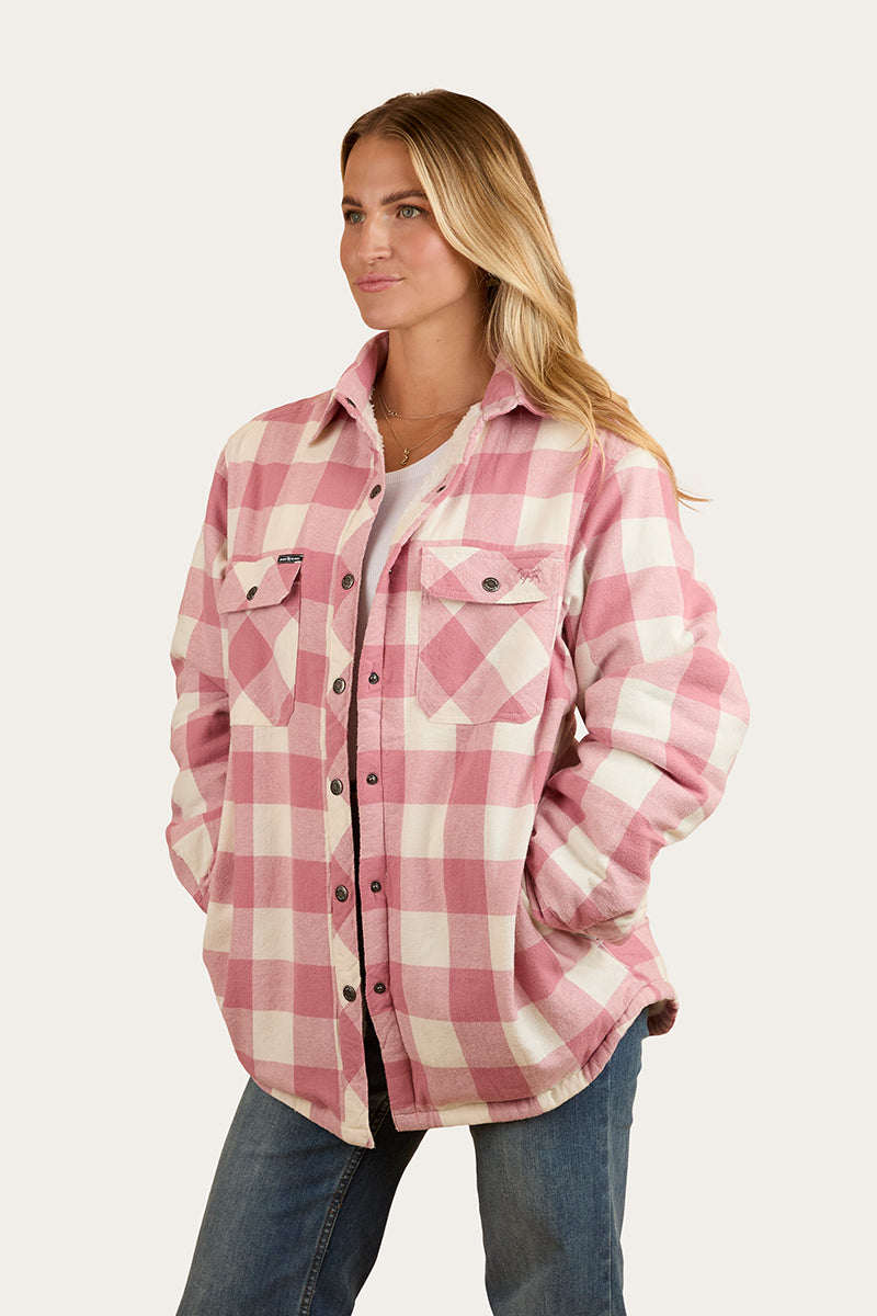 Sadie Womens Sherpa Flannel - Dusty Rose