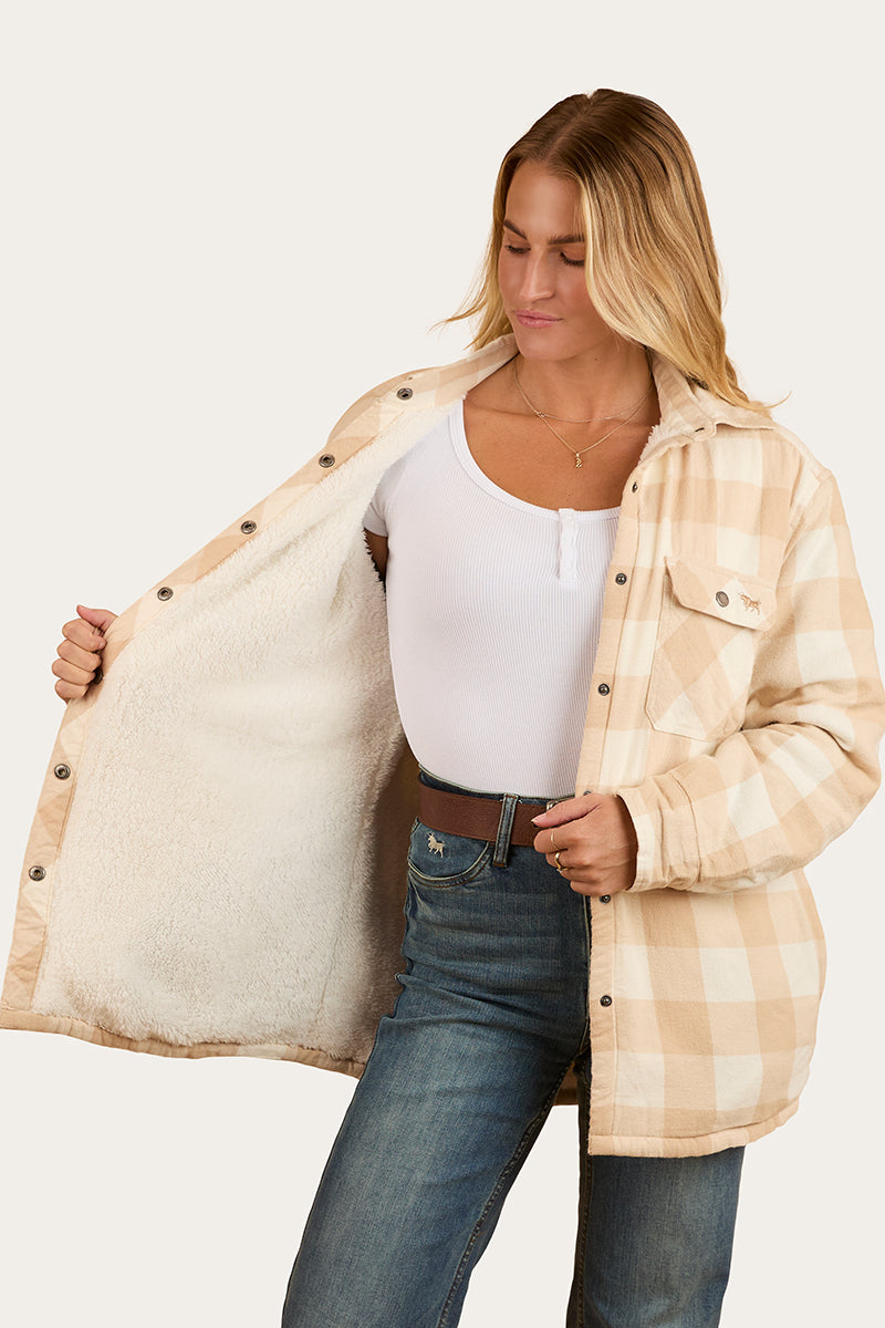 Sadie Womens Sherpa Flannel - Woodsmoke